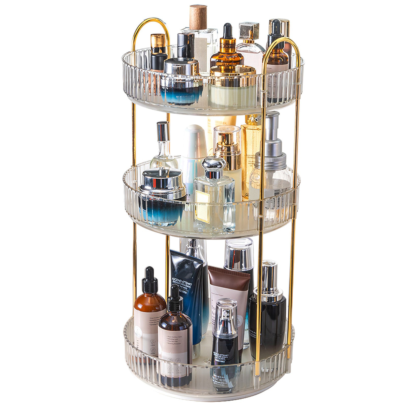 1 Set 3 Tier Rotating Makeup Organizer 360 Degree Spinning Perfume