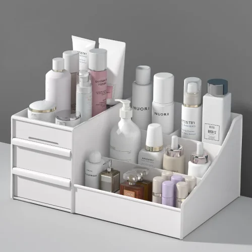 1pc White New Drawer Makeup Storage Box Dormitory Finishing