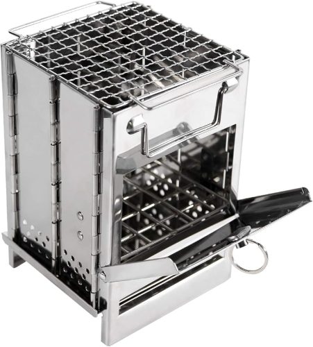 REDCAMP Wood Burning Folding Camp Stove Stainless Steel Grid