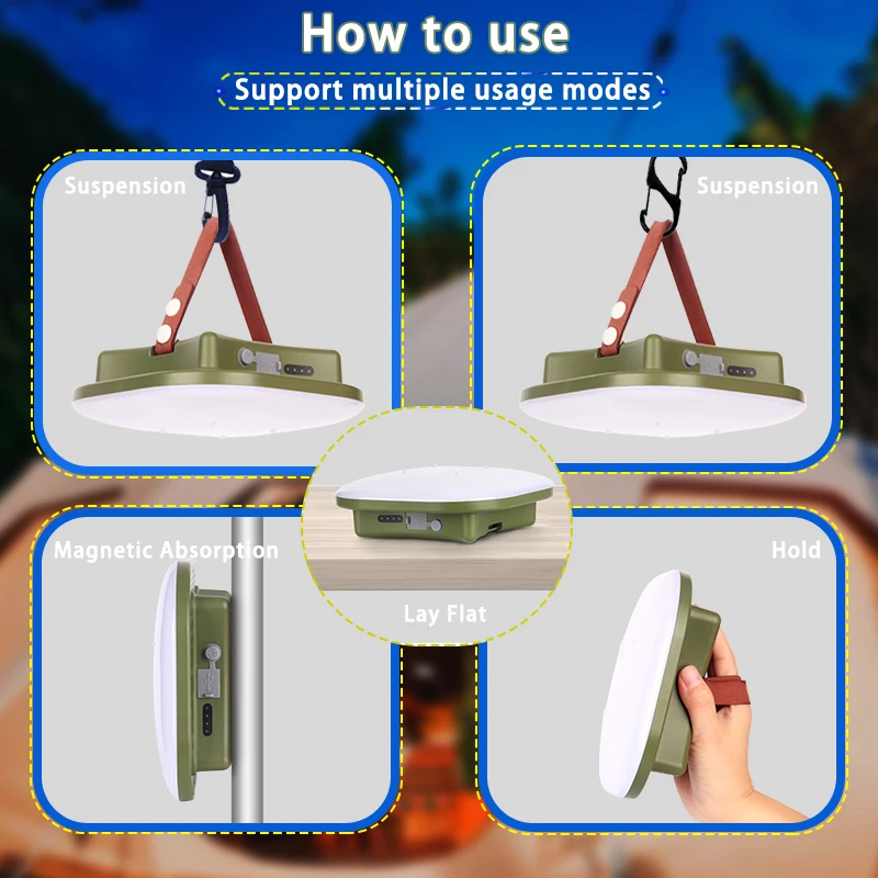 MOSLIGHTING Solar Chargin Tent Strong Light with Magnet Zoom