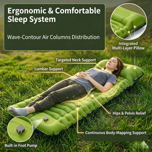 Camping TPU inflatable mattress for outdoor hiking, lightweight