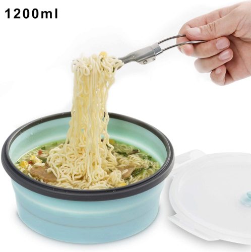 42oz Collapsible Camping Bowl Portable Silicone Bowl with Lid for