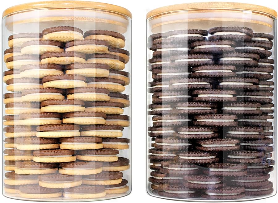 Glass Jars with Bamboo Lids (27oz in 6 Pack), Glass Food Jars and