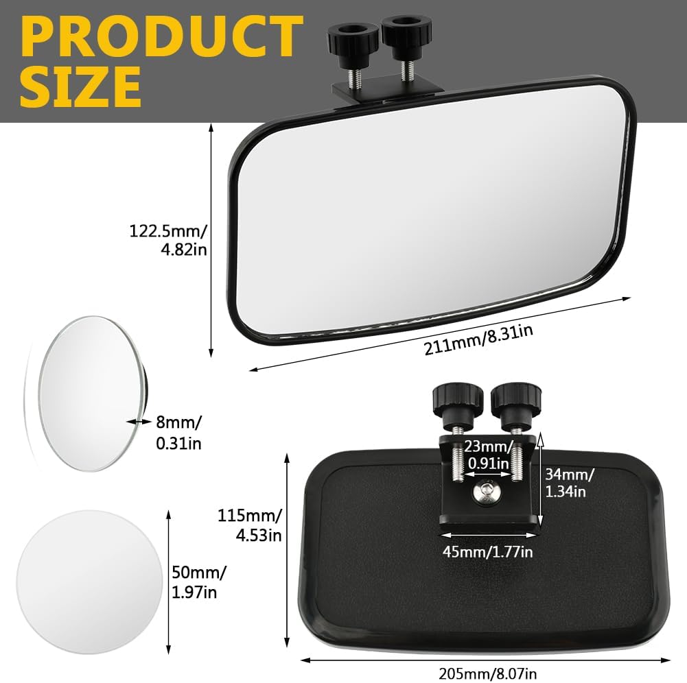 Boat Rear View Mirror, Upgrade Marine Mirror with 300° Curved
