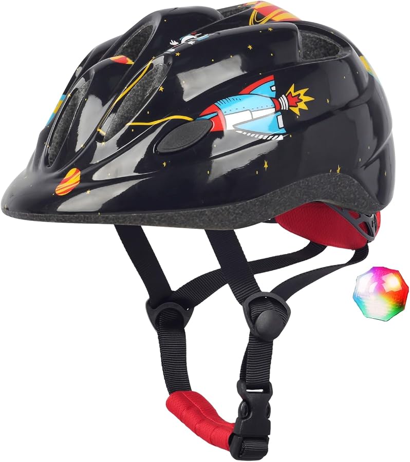 Kids Toddler Bike Helmet with LED Light, 2 Size for Age 1-3-8