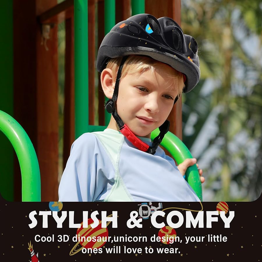 Kids Toddler Bike Helmet with LED Light, 2 Size for Age 1-3-8