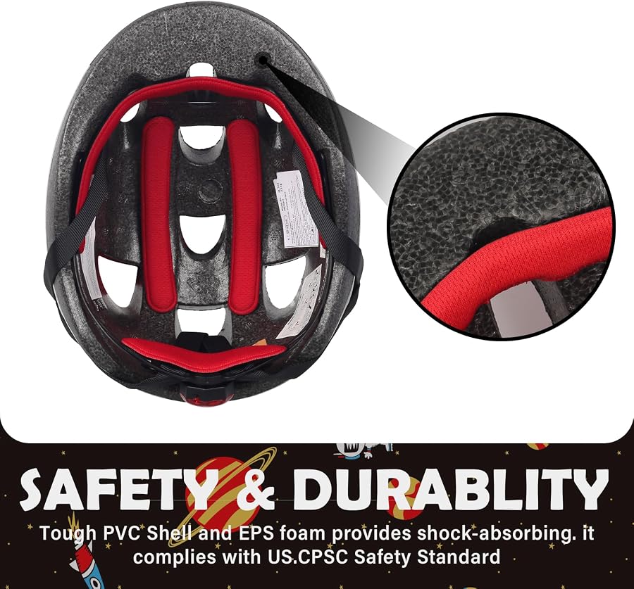 Kids Toddler Bike Helmet with LED Light, 2 Size for Age 1-3-8