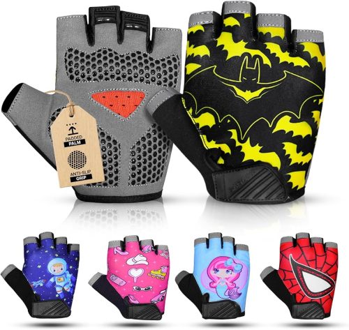 Half Finger Kids Cycling Gloves, Non-Slip Kids Bike Gloves