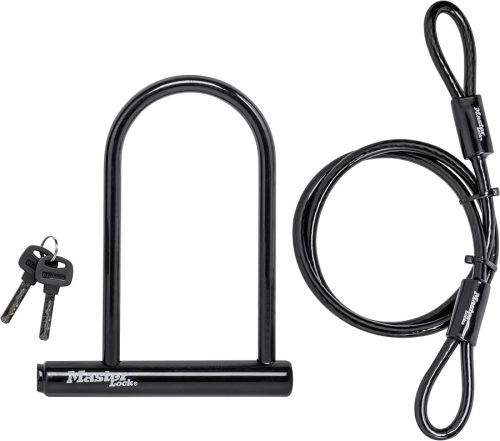 Master Lock 7-1/4" U-Lock Bike Lock with 4' Looped End Cable, 8385D