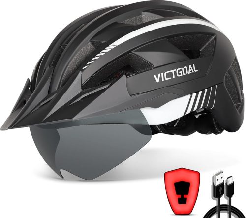 VICTGOAL Bike Helmet with USB Rechargeable Rear Light Detachable