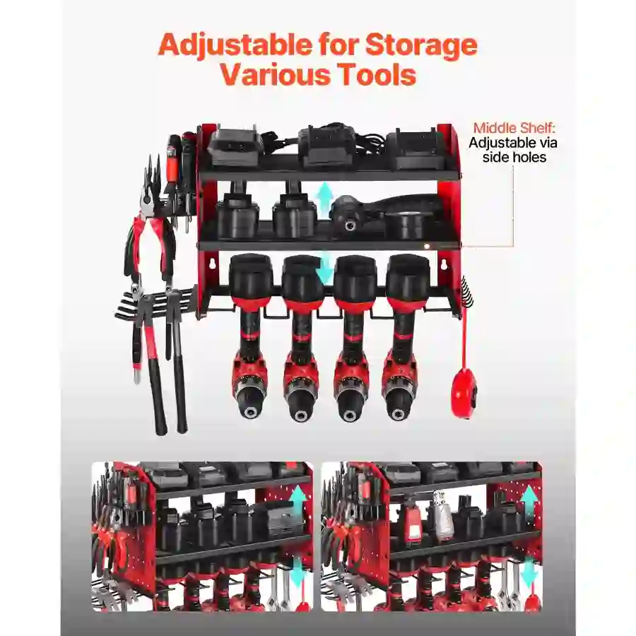 SucceBuy 3-Layer Power Tool Wall Mount Holder Pegboard Wall