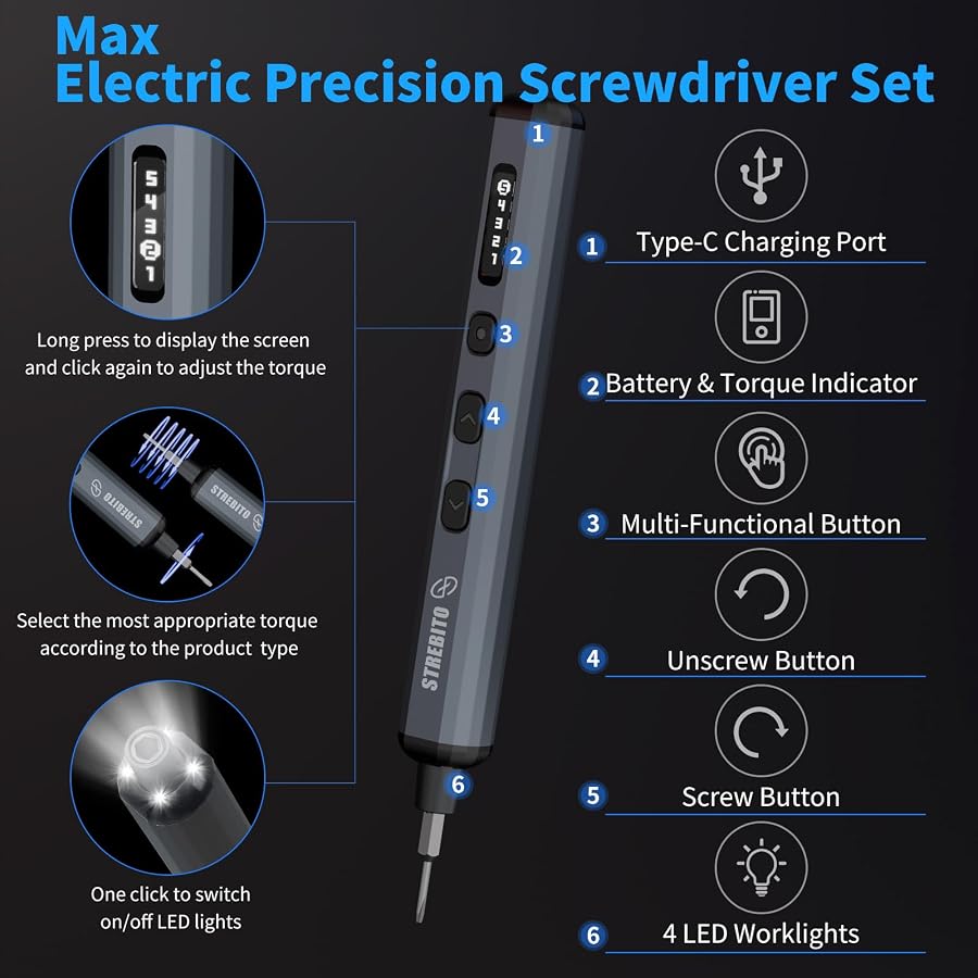 STREBITO Mini Electric Screwdriver