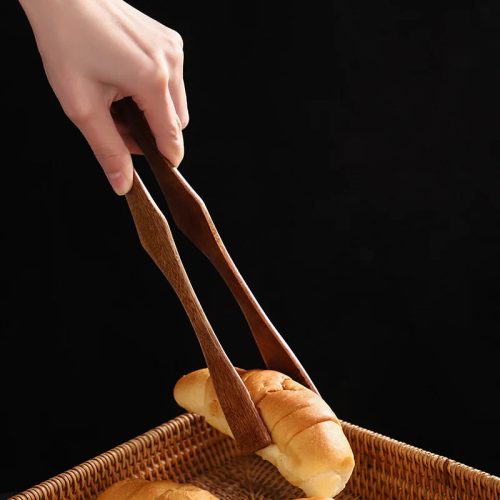Wooden Tong, Vintage Wood Toaster Tongs BBQ Meat Clip Buffet Food