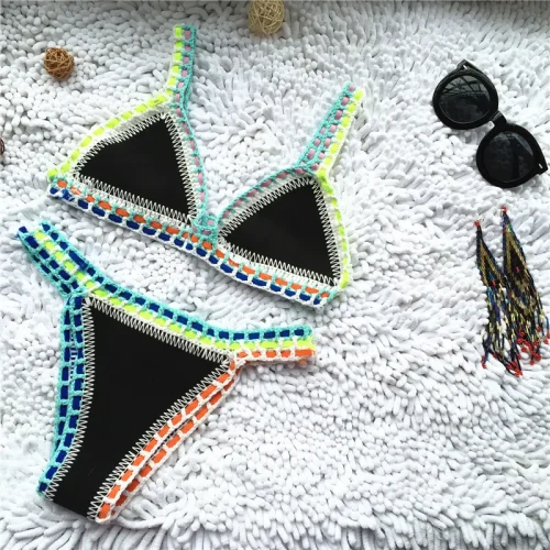 Micro Bikini 2026 Women Handmade Crochet Knit Swimwear Beach Push