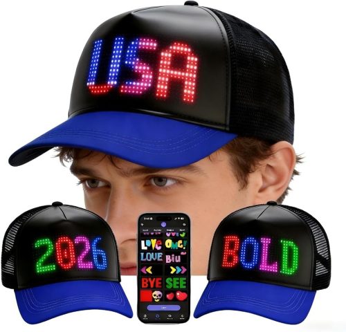 Programmable LED Hat Bluetooth App Control Custom Text Smart Baseball Cap