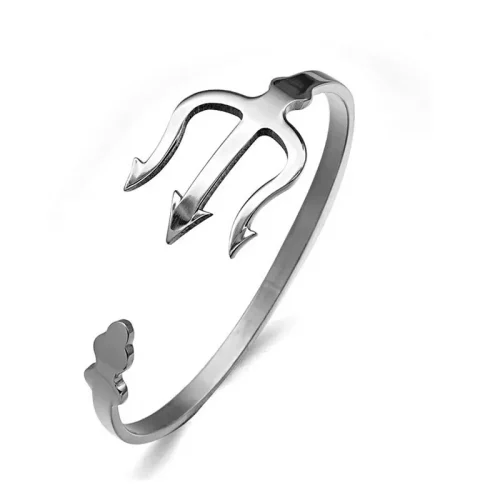 1 Pc Stainless Steel Fish Fork Bangles Open Size Trident Fork