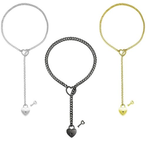 Adjustable Heart O-Ring Punk Rock Cuban Chain Necklace – Lariat