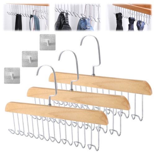 Topekada 3 Pack Belt and Bra Hangers with Hooks,Space Saving Bra