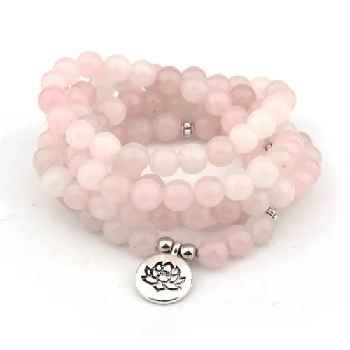 108 Mala Bracelet for Women Men Buddha Lotus OM Pendant Necklace