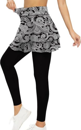 WOWENY Tennis Skirted Leggings for Women Golf Legging with Skirt