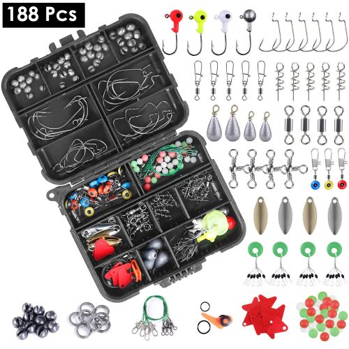 188Pcs Fishing Accessory Kit Portable Fishing Set Including Jig