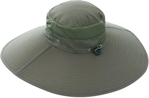 Fishing Hat Cotton Men Sun Protection Wide Brim for Camping Olive