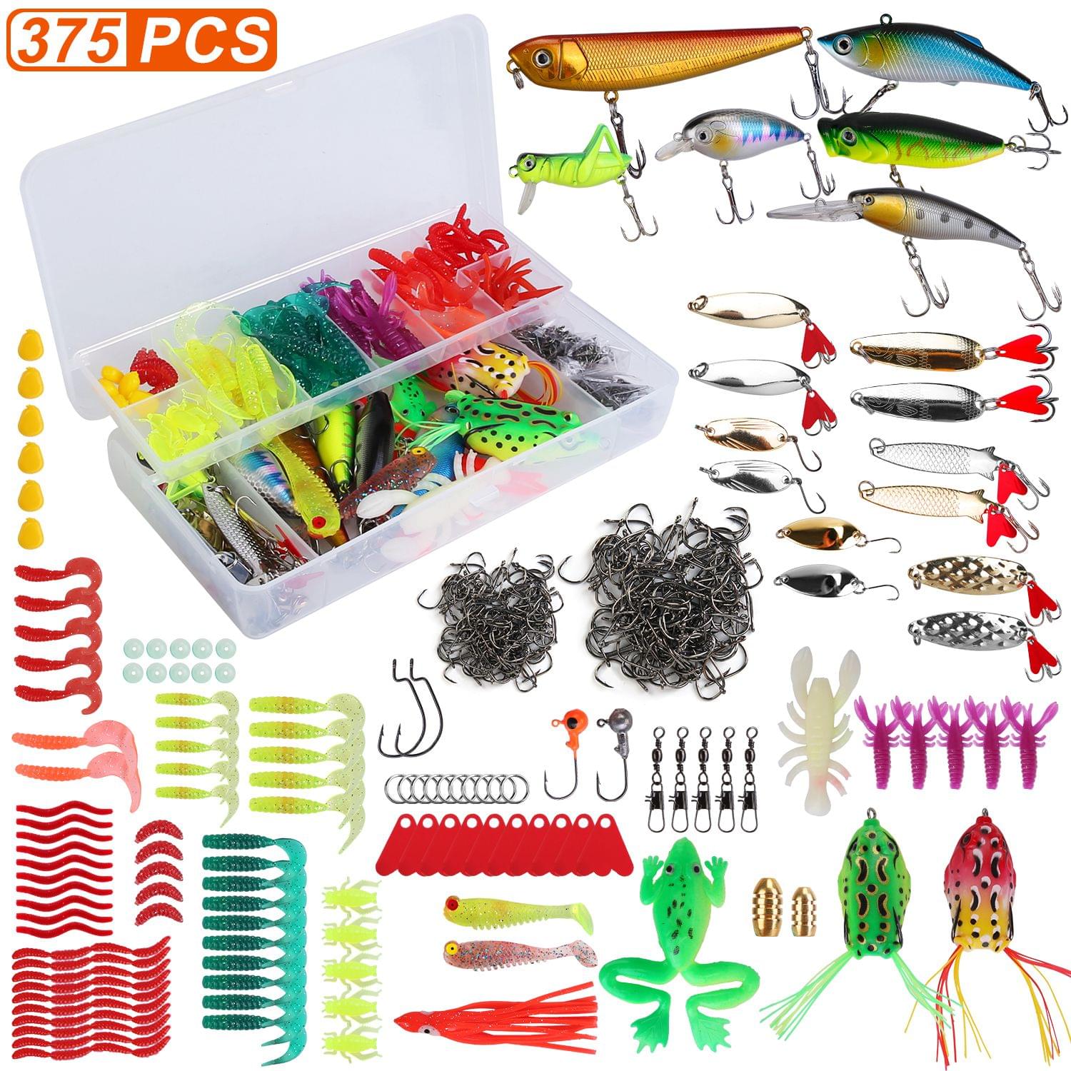 375Pcs Fishing Baits And Tackle Box Saltwater Freshwater Fishing