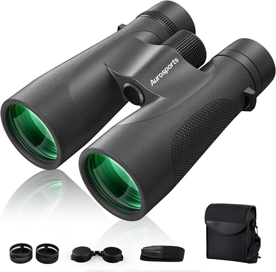 Aurosports 15x52 Waterproof Binoculars for Adults Hunting Binoculars Black