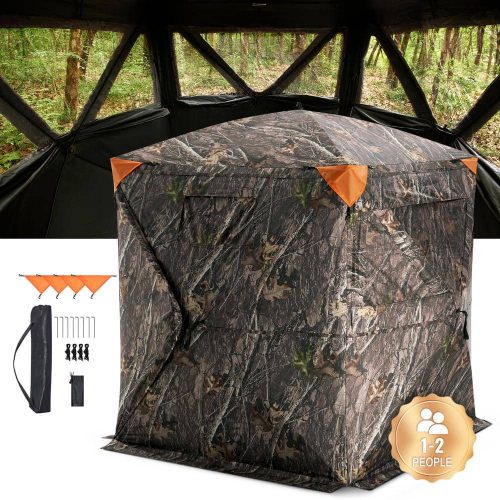Hunting Blind, 270-Degree See Through Ground Blind, 1-2 Person Pop