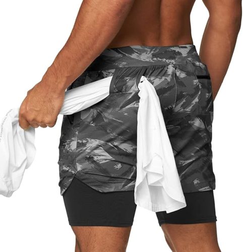 BOOMLEMON Men's 2-in-1 Running Workout Shorts Gym Training