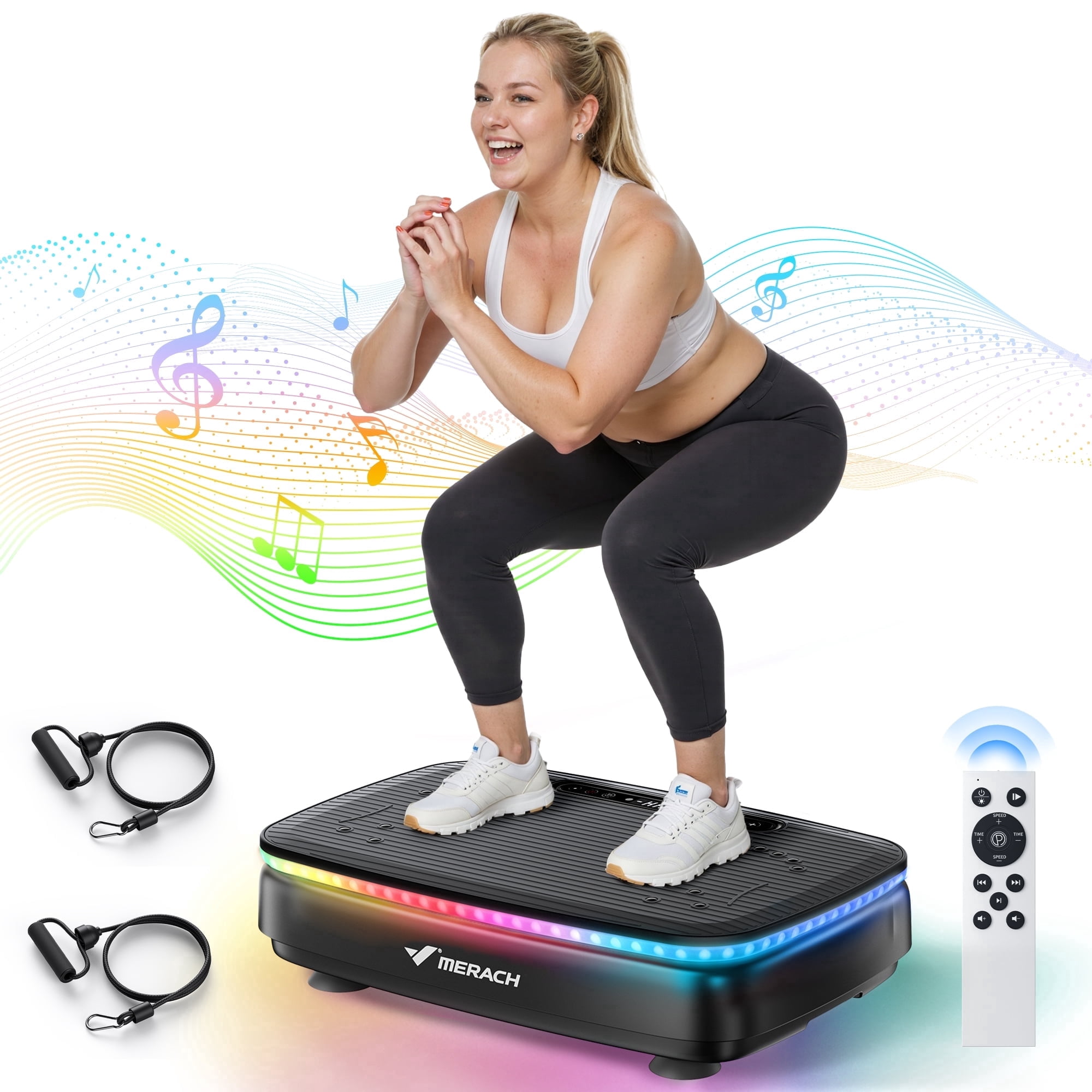 MERACH LED Light Vibration Plate Exercise Machine 330lbs Capacity