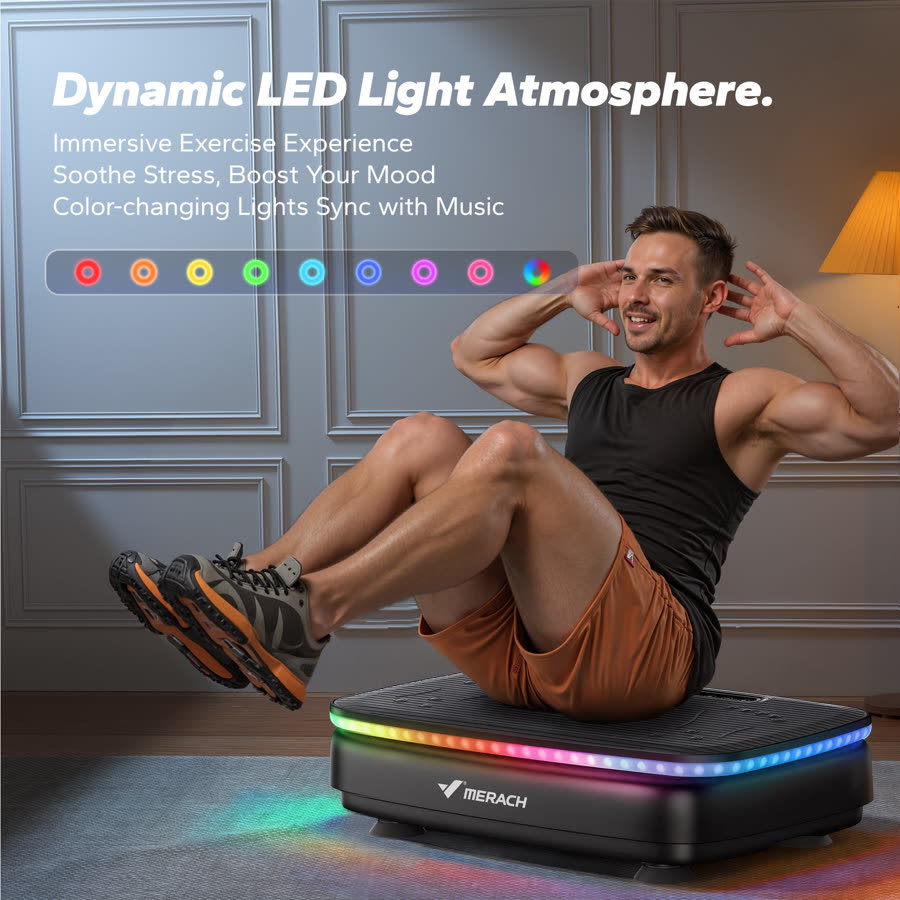 MERACH LED Light Vibration Plate Exercise Machine 330lbs Capacity