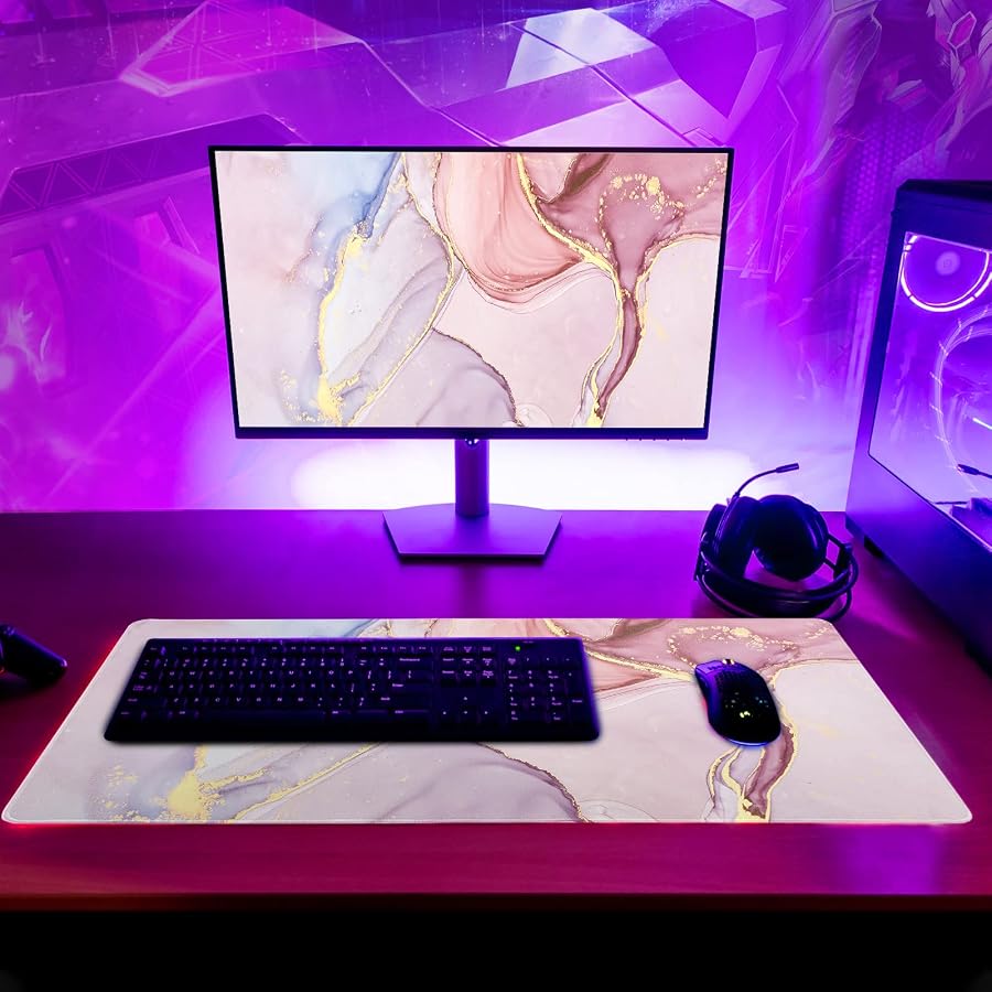 Japanese Sea Wave Large Mouse Pad, Anime Black Gaming, Extended
