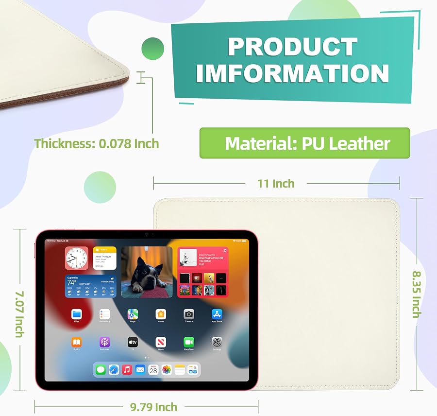 Mouse Pad, PU Mouse Pad,Leather Mouse Pad with Stitched Edge
