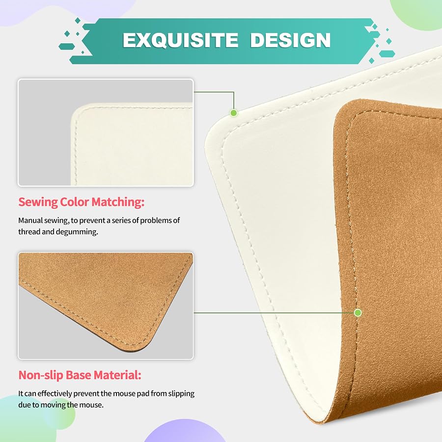 Mouse Pad, PU Mouse Pad,Leather Mouse Pad with Stitched Edge