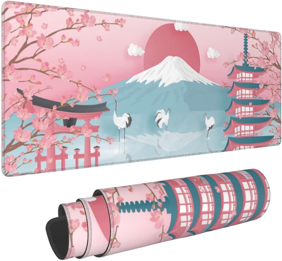 Japanese Ocean Waves Gaming Mouse Pad XL, Non Slip Rubber Base