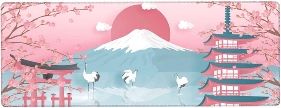 Japanese Ocean Waves Gaming Mouse Pad XL, Non Slip Rubber Base