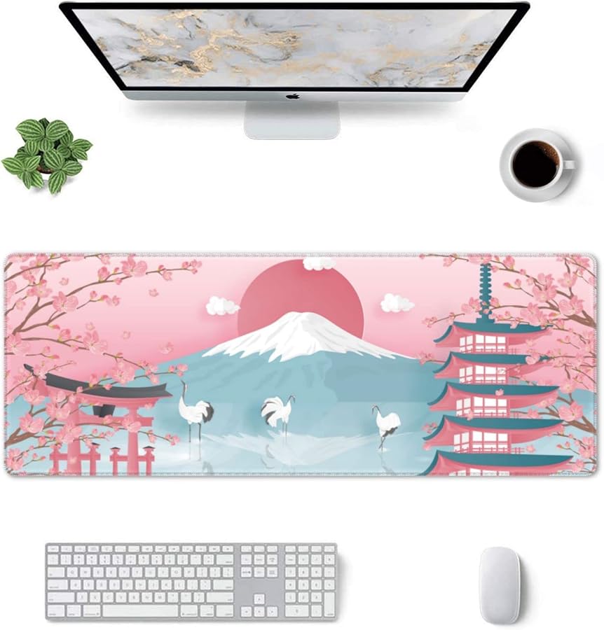 Japanese Ocean Waves Gaming Mouse Pad XL, Non Slip Rubber Base