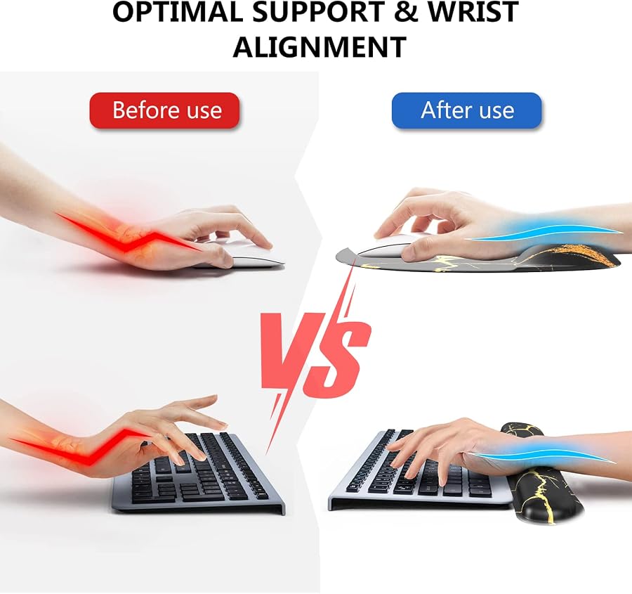 Mousepad with Wrist Rest, Desk Pad for Keyboard and Mouse, Black