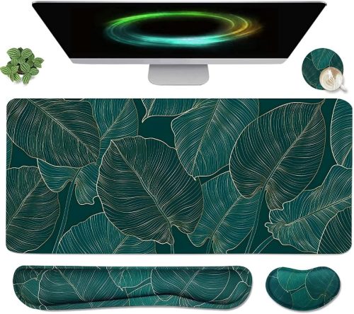 4-in-1 Large Gaming Mouse Pad, Keyboard Wrist Rest Pad & Wrist