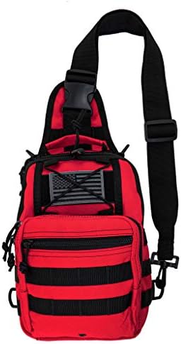 First Aid Sling Backpack, Tactical EMS & Outdoor Rescue Bag, Red