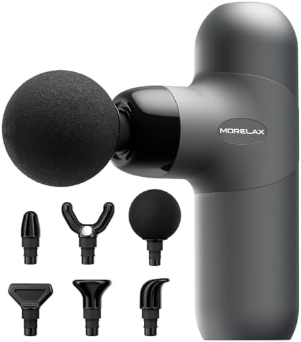 Mini Massage Gun, Percussion Muscle Massager with 6 Heads & 4