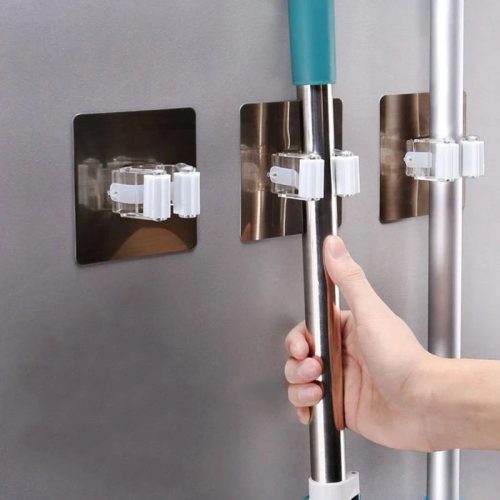 Adhesive Multi-Purpose Hooks Wall Mounted Mop Organizer Holder