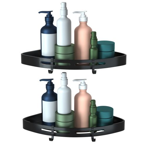 2Pcs Corner Shower Caddy Shelf Adhesive Bathroom Wall Mounted