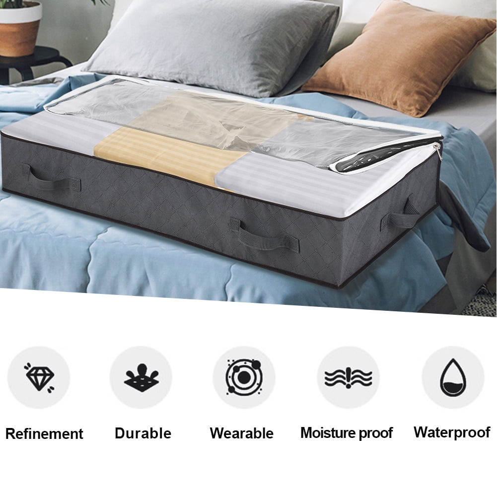 Koovon Under Bed Storage Bags with Zips, 90L Underbed Storage