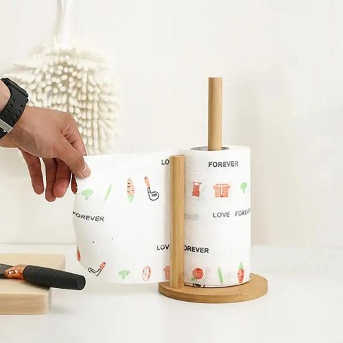 Wooden Paper Towel Holder Stand - Kitchen Paper Hanger Rack