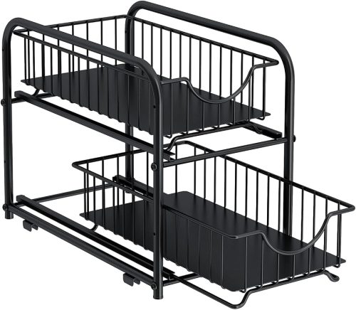 Pull-out Cabinet Organizer, Stackable 2-tier Under Sink Rack, with