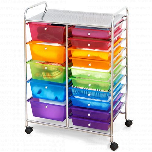 Costway 15 Drawer Art & Craft Rolling Storage Cart Tools Scrapbook