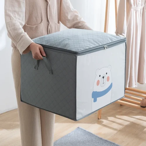 1pc Large Capacity Clothes Storage Bag Organizer With Reinforced