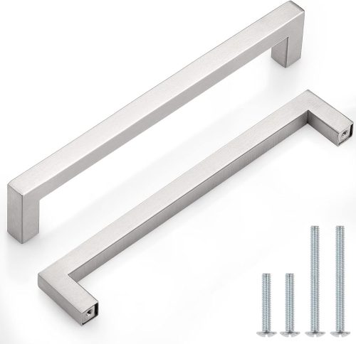 Probrico Satin Nickel Square Bar Cabinet Pulls Drawer Dresser